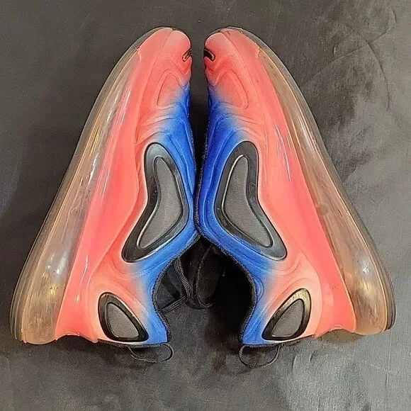 NIKE AIR MAX 720 GS BLACK RACER BLUE LACE-UP CLOSURE SNEAKER G1 - Picture 6 of 15